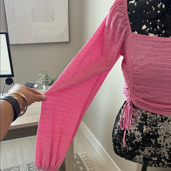 Sophie Rue Pink Textured Long Sleeve Blouse - Picture 3 of 5